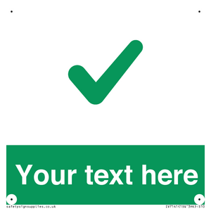 Custom green background, green tick sign